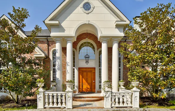 House, columns, mansion, entrance