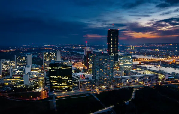 Picture building, the evening, Austria, evening, Austria, Vienna, Vienna, Donau City