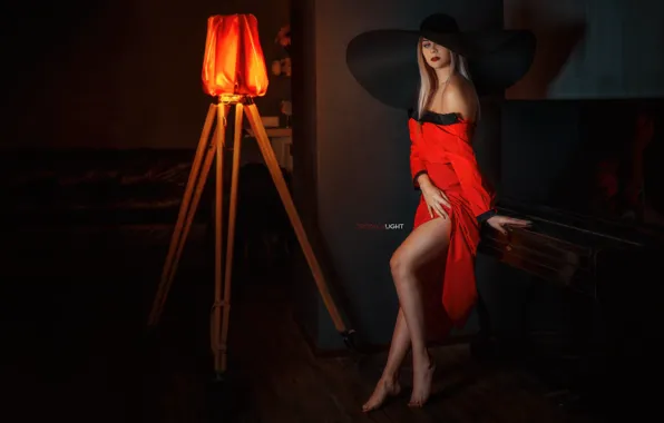 Pose, Girl, hat, dress, legs, neckline, Alexander Drobkov-Light, Carina Carina