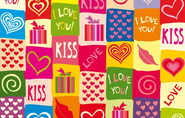 Picture love, colorful, hearts, love, I love you, background, romantic, hearts