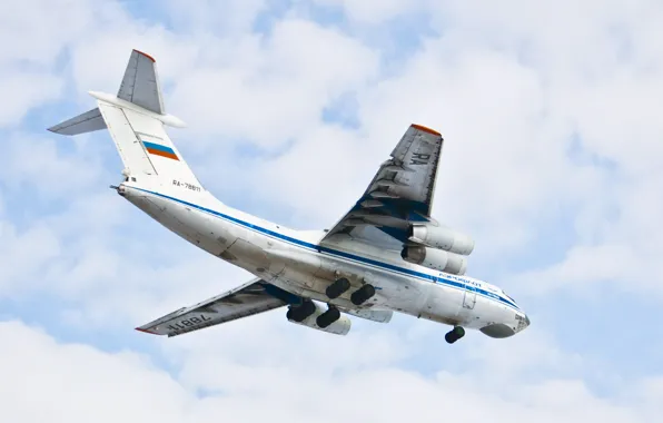 The sky, Flight, Wings, Aviation, The Il-76, Ilyushin, military transport aircraft, Turbine