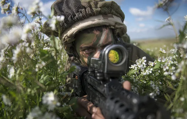 Nature, weapons, soldiers, Israel Defense Force