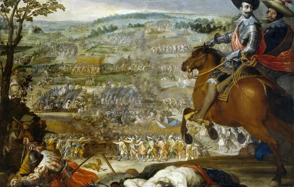 Picture, army, the battle, battle genre, Vincenzo Carducci, The victory at the Battle of Fleurus