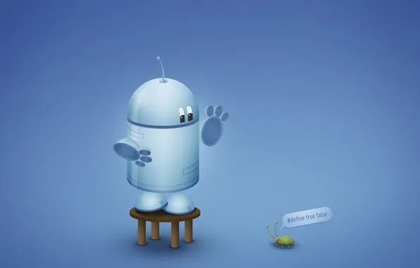 Blue, robot, Android, Android, bug