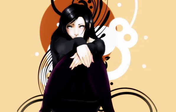 Picture look, girl, circles, pattern, sitting