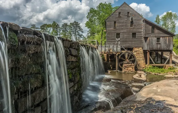 Dam, mill, USA, North Carolina, Reilly, Greenbrook Farms