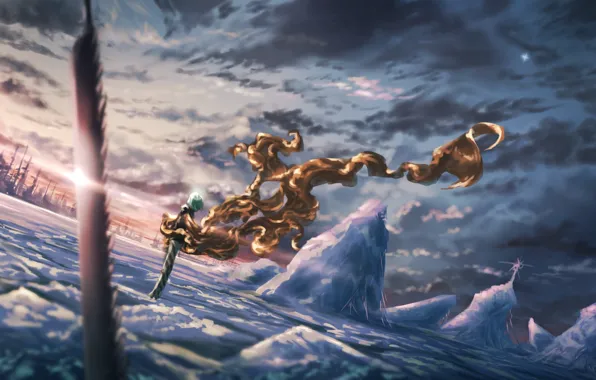 The sky, sunset, Phosphophyllite, Land of the Lustrous