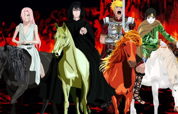 Sword, game, Naruto, armor, anime, general, horses, sharingan