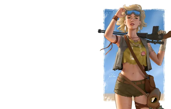 Picture girl, weapons, art, Rob Vital, Wasteland girl v2.1