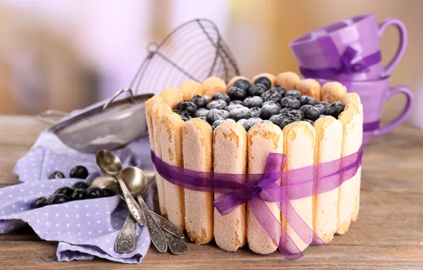 Picture berries, blueberries, cake, cake, cream, dessert, cakes, sweet