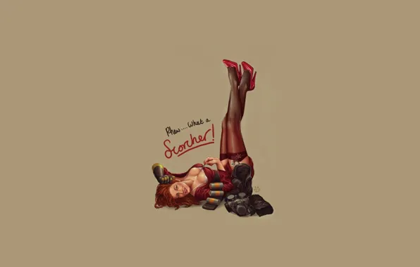 Card, girl, stockings, pilot, grenades, pin up