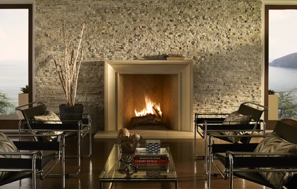 Design, style, Villa, home, interior, fireplace, living room