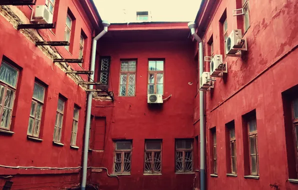 City, house, the building, red, windows, europe, architecture, belarus