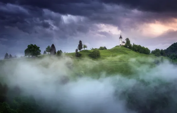 The sky, Paradise, temple, obloka