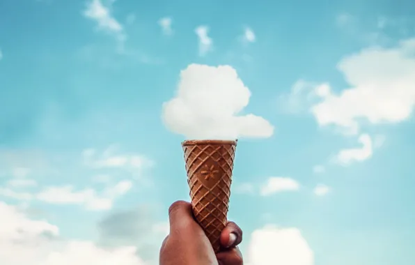 Cloud, ice cream, horn
