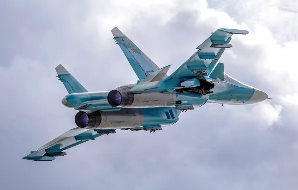 The sky, flight, fighter-bomber, Su-34, Su-34
