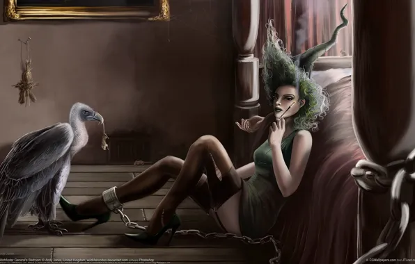 Gothic, figure, mouthpiece, witch, vulture, Andy Jones