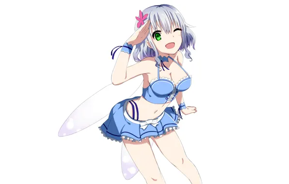 Girl, sexy, cleavage, blouse, Muse, green eyes, boobs, anime
