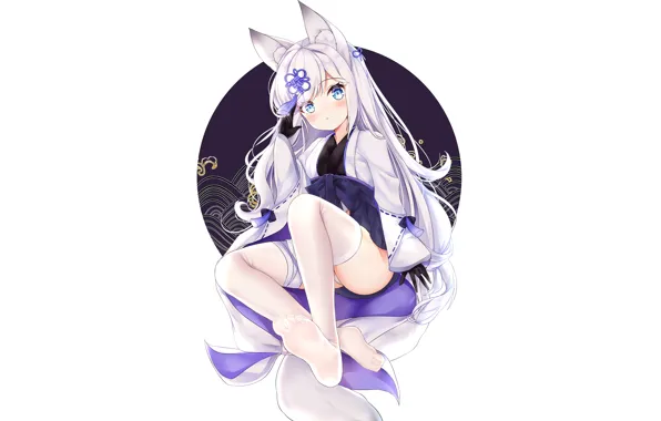 Girl, sexy, thighhighs, long hair, dress, anime, blue eyes, beautiful