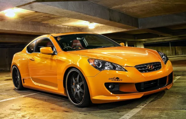 Auto, hyundai, oranzhevogo color