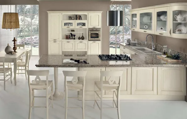Style, Villa, interior, Italy, kitchen, dining room, dining area, Italian design