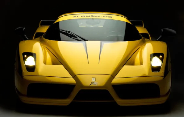 Yellow, lights, Ferrari, Evolution, Enzo