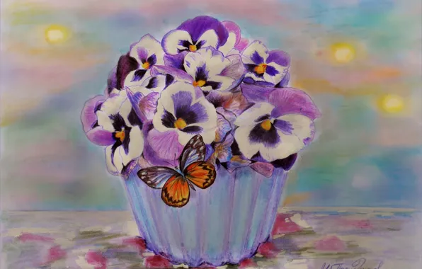 Picture Figure, Flowers, Pot, Pansy