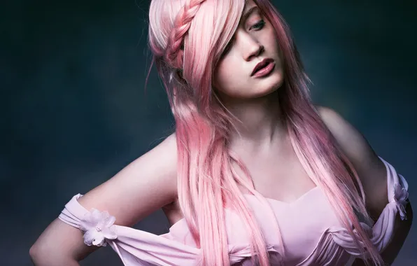 Picture girl, hair, pink
