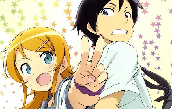 Girl, stars, guy, Oreimo, My little sister can't be this cute
