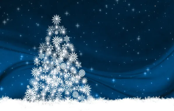 Snowflakes, background, holiday, tree, new year, vector