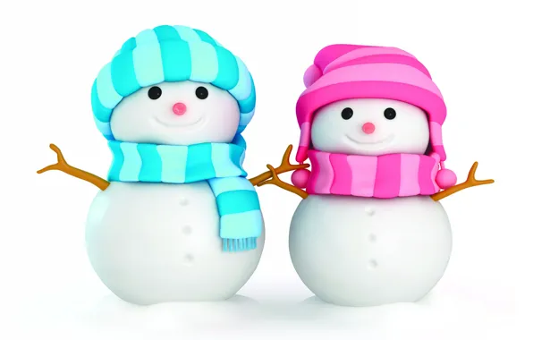 Picture winter, new year, snowmen
