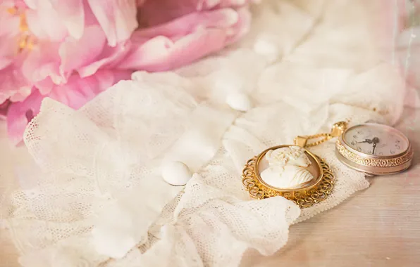 Watch, fabric, vintage, cameo