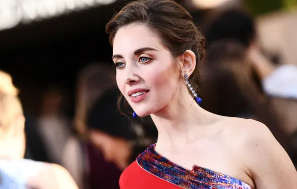 Portrait, actress, brown hair, bokeh, Alison Brie, Alison Brie