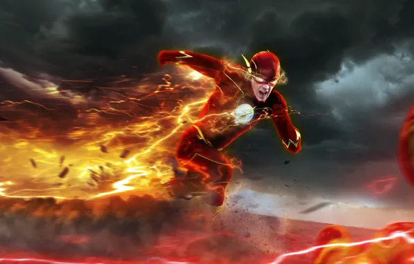 Picture chase, art, flash, The Flash, Barry Allen, Reverse-Flash, Professor Zoom, Eobard Thawne