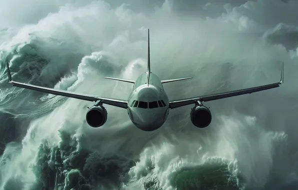 The ocean, The plane, Wave, Flight, Clouds, AI art, The Art of Artificial Intelligence, Neural …