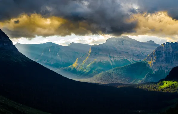 Picture the sky, clouds, mountains, USA, USA, Glacier National Park, Glacier national Park, state Montana