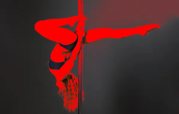 Girl, red, pole, poledance