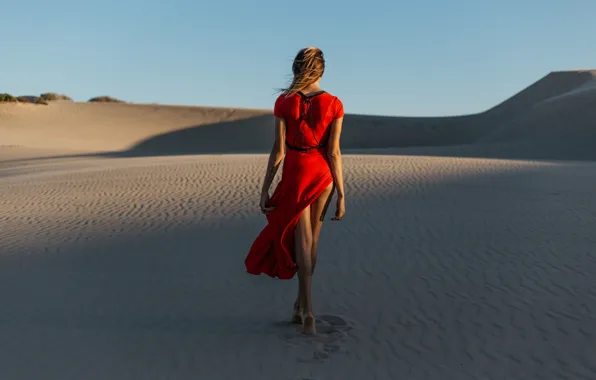 SAND, DRESS, RED, FIGURE, DESERT