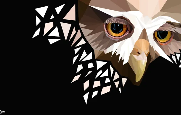 Owl, sad face, polygon graphics