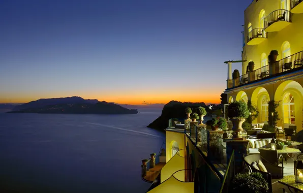 Sea, the evening, Italy, the hotel, Capri, Hotel Caesar Augustus