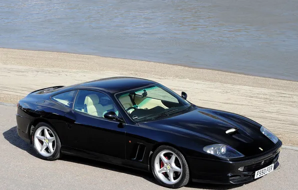 River, black, Ferrari, Ferrari 550 Maranello