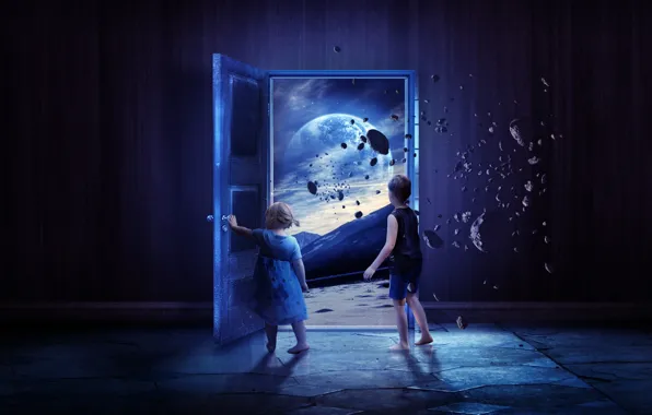 Space, the way, stones, planet, boy, the door, girl