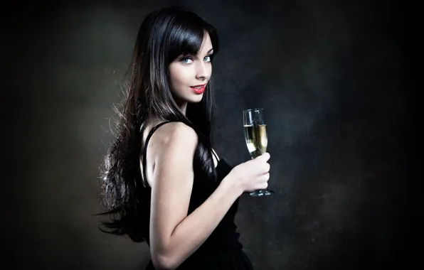 Picture girl, glass, champagne