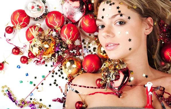Picture GIRL, BALLS, STARS, TOYS, DECORATION