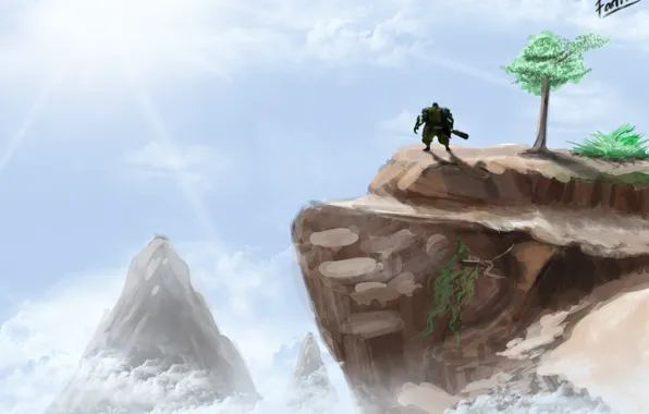 The sky, nature, tree, mountain, art, rock, Dota 2, Earth Spirit