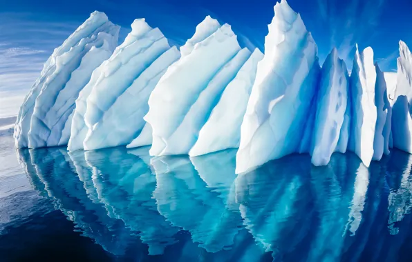 Picture sea, the sky, reflection, the ocean, ice, glacier