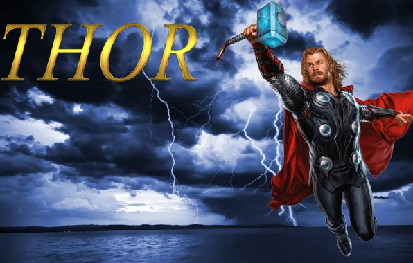 Red, storm, steel, lightning, heaven, God, hammer, costume