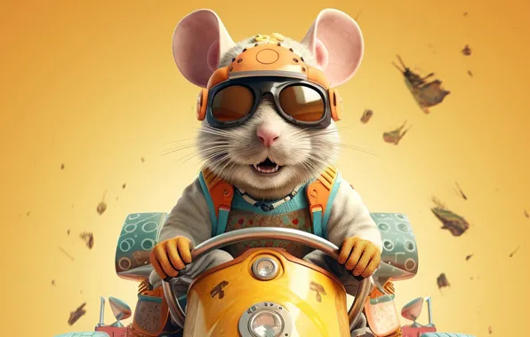 Mustache, smile, teeth, wool, mouse, driving, glasses