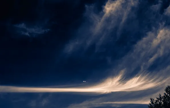 The sky, clouds, the plane