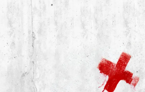 White, red, canvas, cross, minimalism, texture